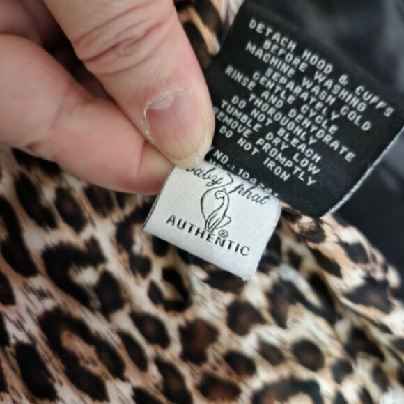 Baby Phat - Quilted Puffer Jacket, w/Leopard lining, Black, USED, size S - Picture 12 of 17